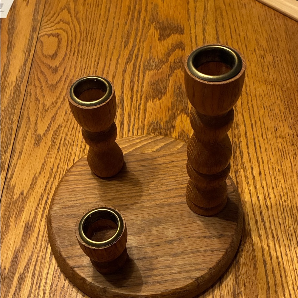 Wooden Candle Holder Set